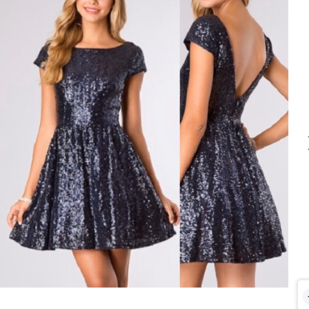B Darlin Sapphire blue sequin party dress